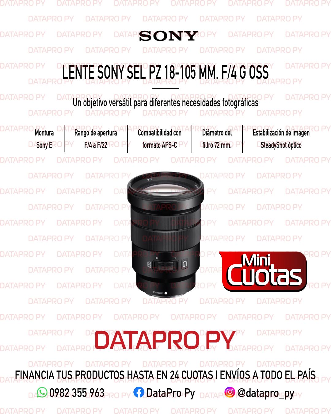 Lente Sony SEL PZ 18-105 mm. F/4 G OSS